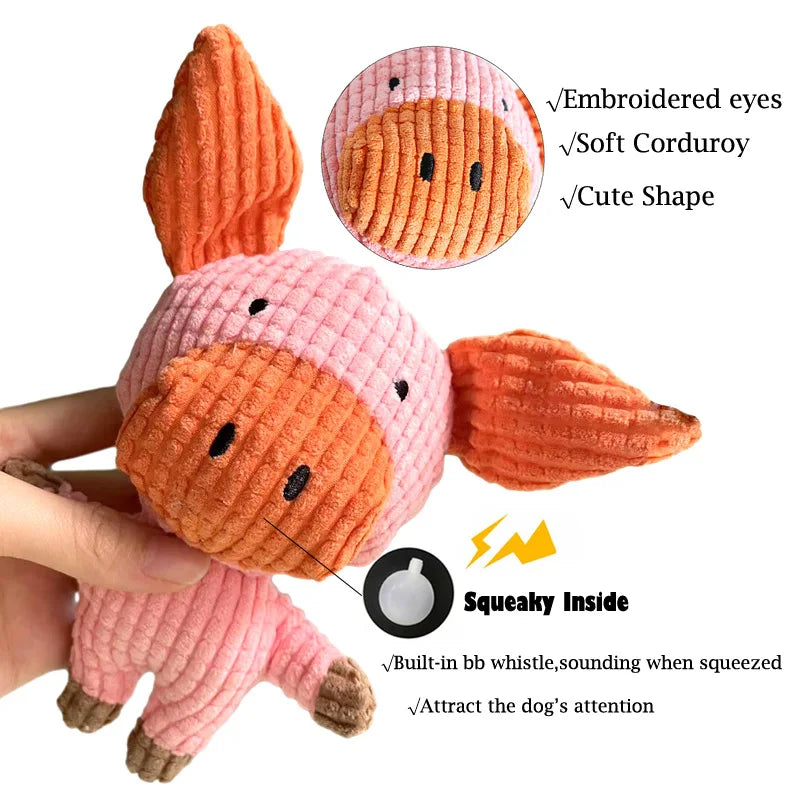 Interactive Plush Squeaky Dog Toy in Cow/Pig Shapes - Ideal for Small to Medium Pets-My Little Pet