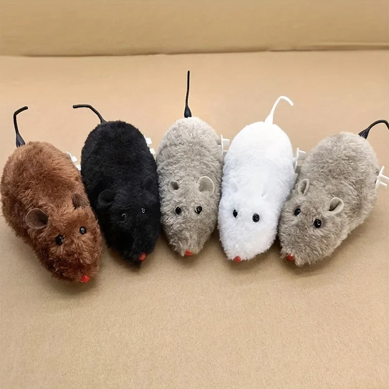 Multi-Purpose Plush Mouse Toy with Wind-Up Mechanism-My Little Pet