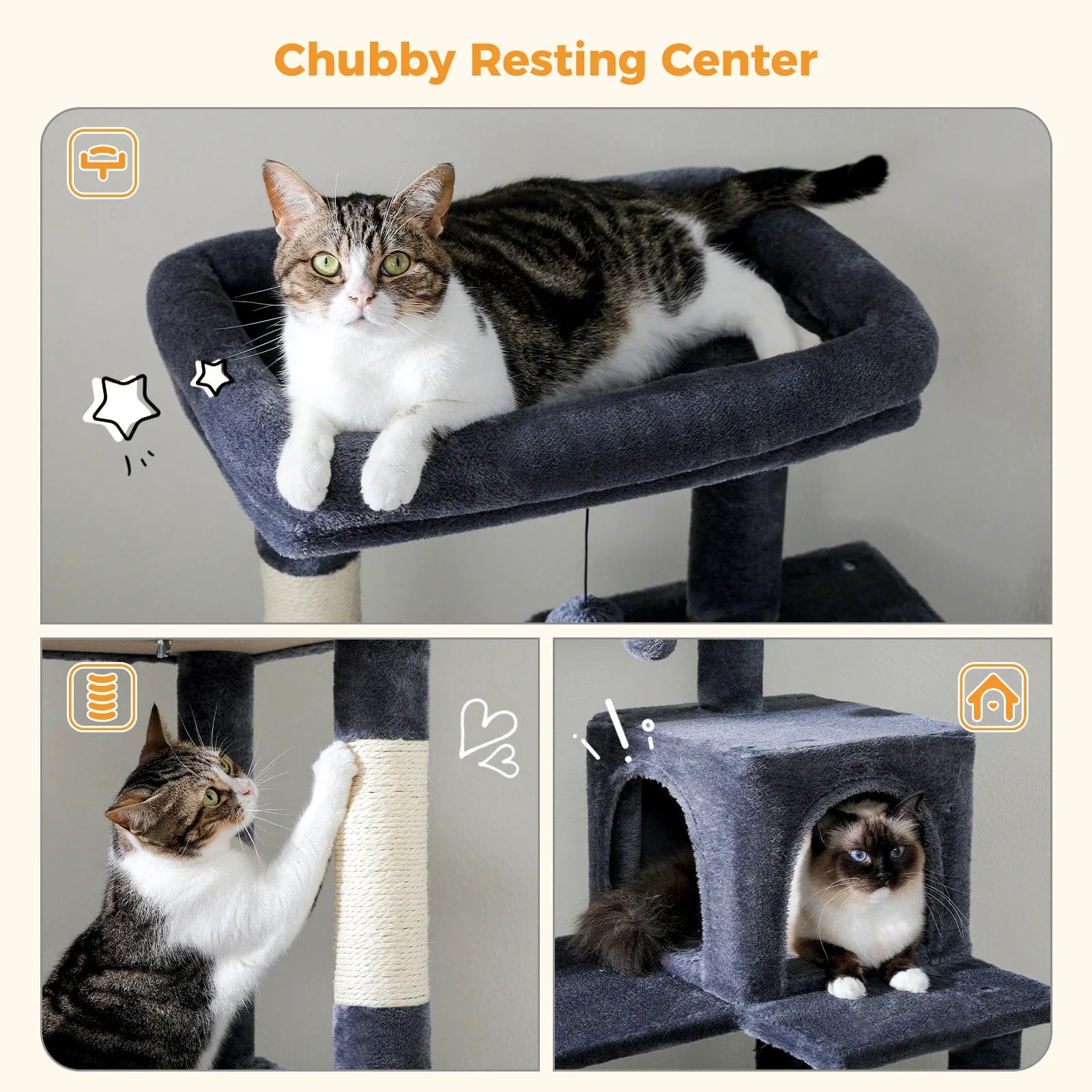 Multi-Level Cat Tree with Condo and Scratching Posts-My Little Pet