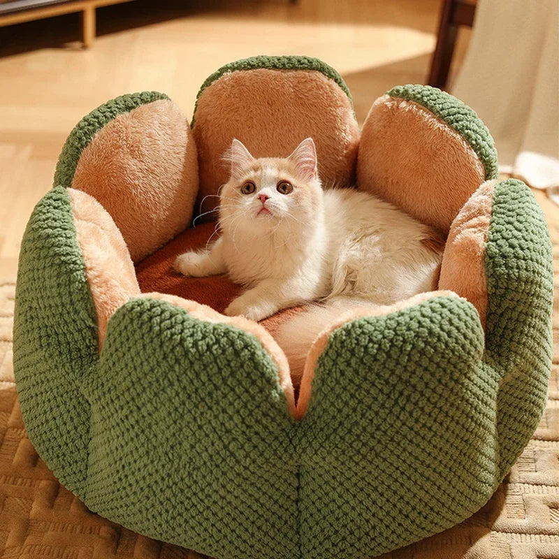 Cozy Cactus Petal-Shaped Pet Bed - Plush Cat and Dog Sleeping Cushion-My Little Pet