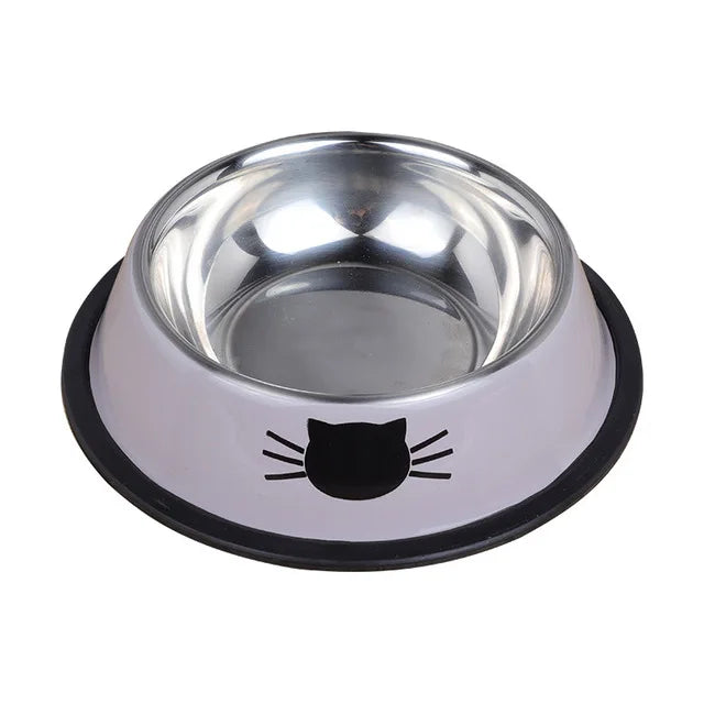 Stainless Steel Cat Food Bowl with Non-Slip Rubber Base-My Little Pet