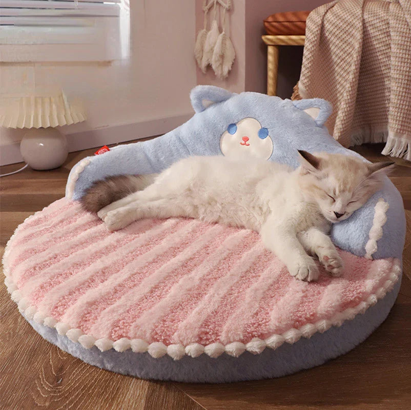 Plush Bear-Shaped Pet Bed - Cozy Cushion for Cats and Dogs-My Little Pet