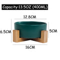 Elegant Ceramic Double Pet Bowl with Wooden Stand-My Little Pet