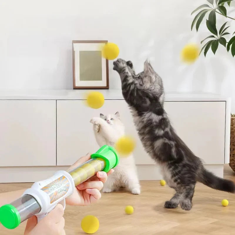 Interactive Cat Launcher Toy with Soft EVA Balls-My Little Pet