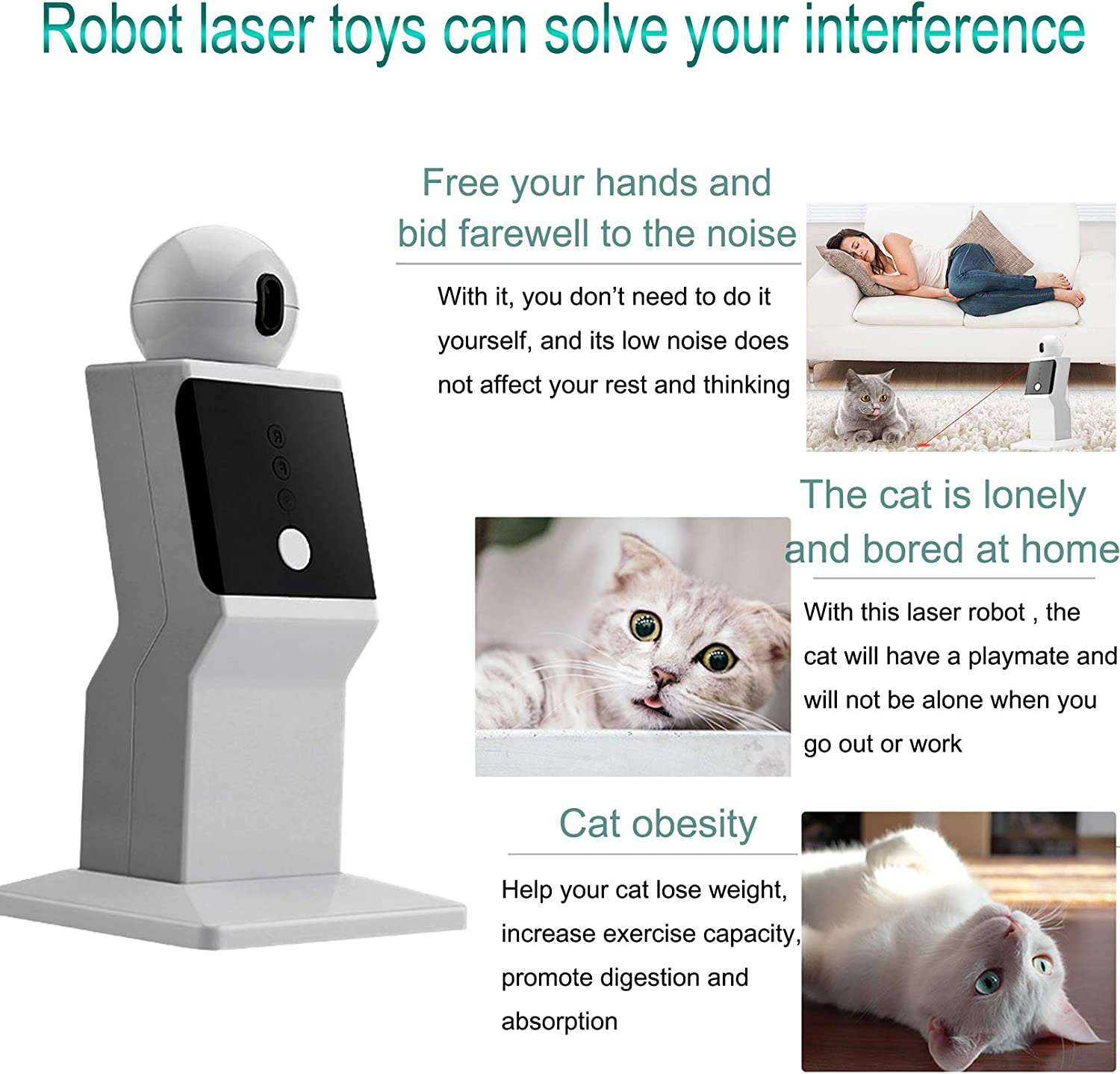 Interactive Laser Cat Toy - Automatic 360° Rotating Laser-My Little Pet