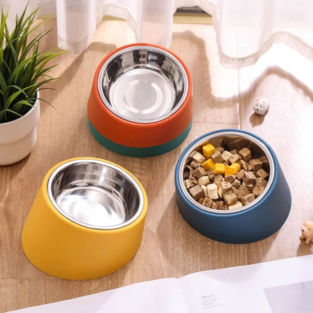 Anti-Tip Dog Feeder with Neck Protection - Large Capacity Stainless Steel Bowl for Pets-My Little Pet