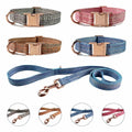 Personalized Dog Collar and Leash Set with Engraved Nameplate-My Little Pet