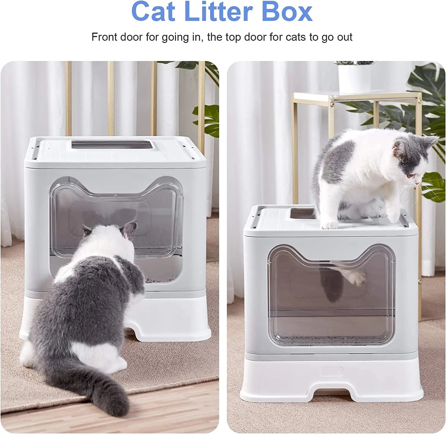 Extra Large Hooded Cat Litter Box with Top Entry and Drawer-My Little Pet