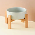 Ceramic and Wood Elevated Pet Feeder for Dogs-My Little Pet