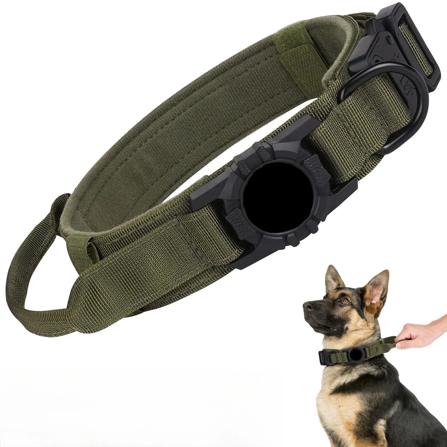 Adjustable Tactical Dog Collar with AirTag Holder for Medium and Large Dogs-My Little Pet