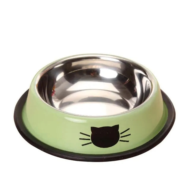 Stainless Steel Cat Food Bowl with Non-Slip Rubber Base-My Little Pet