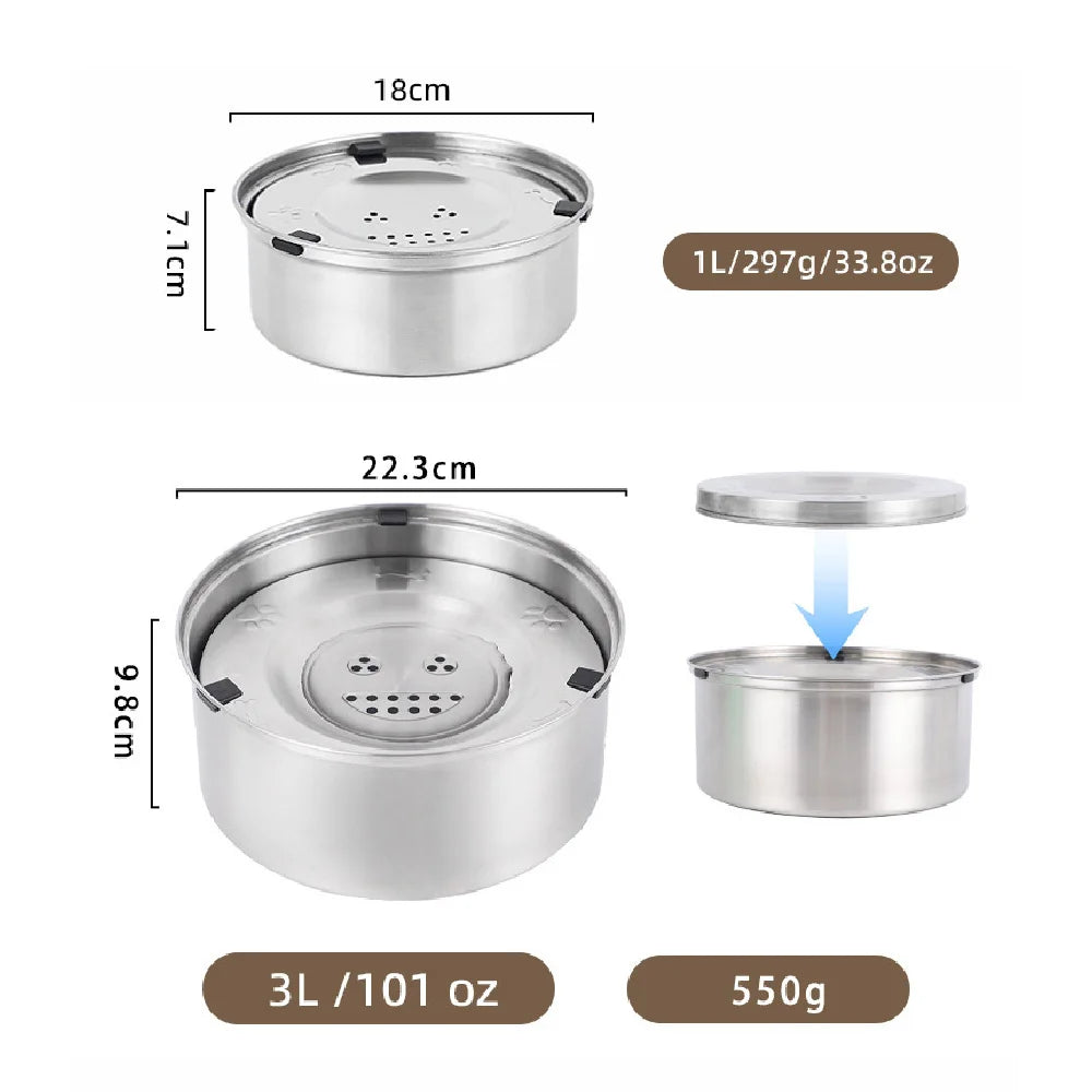 Stainless Steel Dog Water Bowl with No-Spill Design-My Little Pet