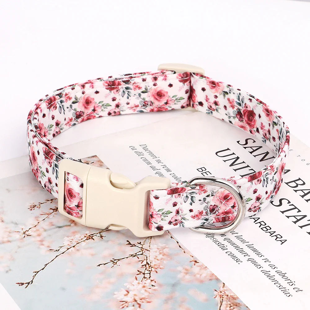 Adjustable Nylon Dog Collar with Floral Print for All Dog Sizes-My Little Pet