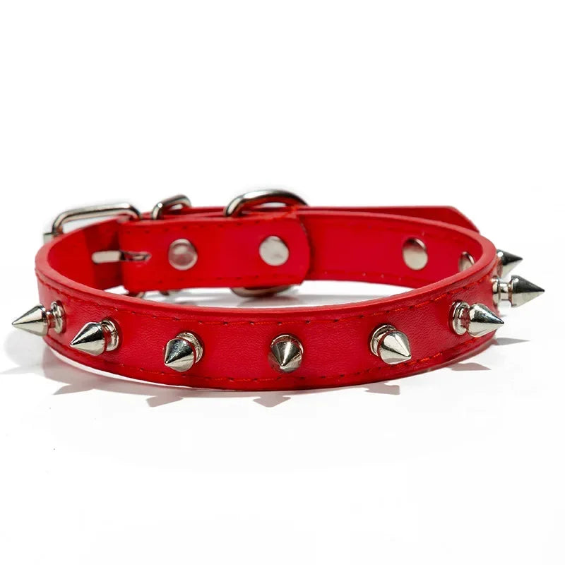 Leather Spiked Dog & Cat Collar - Stylish Studded Neck Strap for Pets-My Little Pet