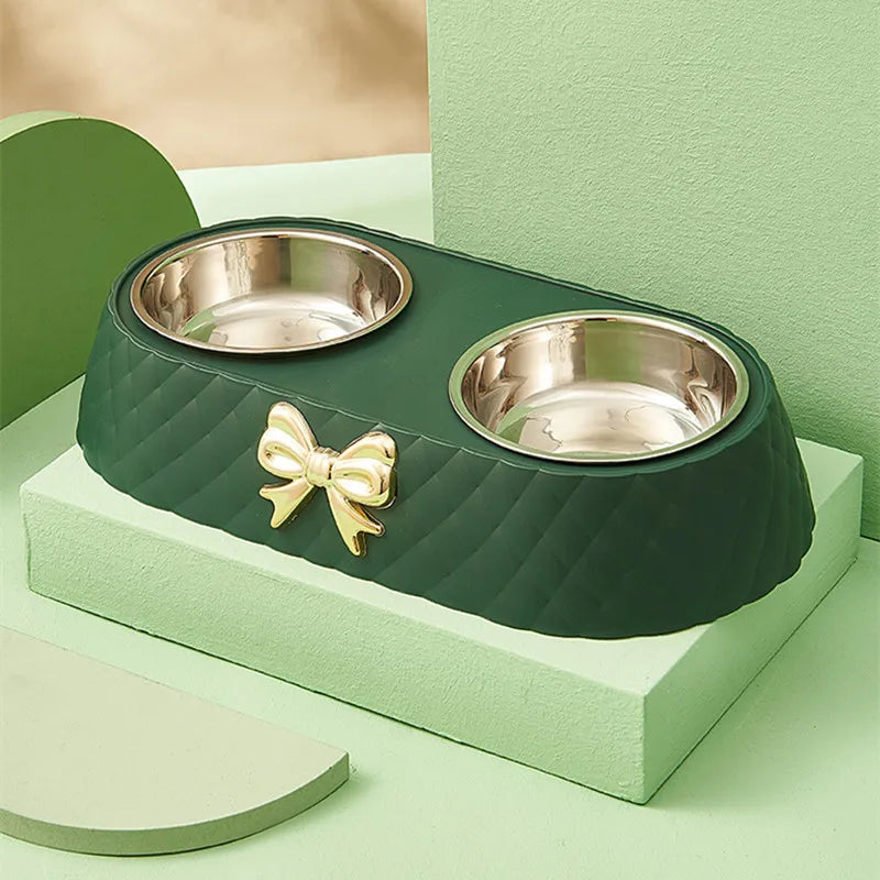 Elegant Double Stainless Steel Pet Bowls for Cats and Dogs-My Little Pet