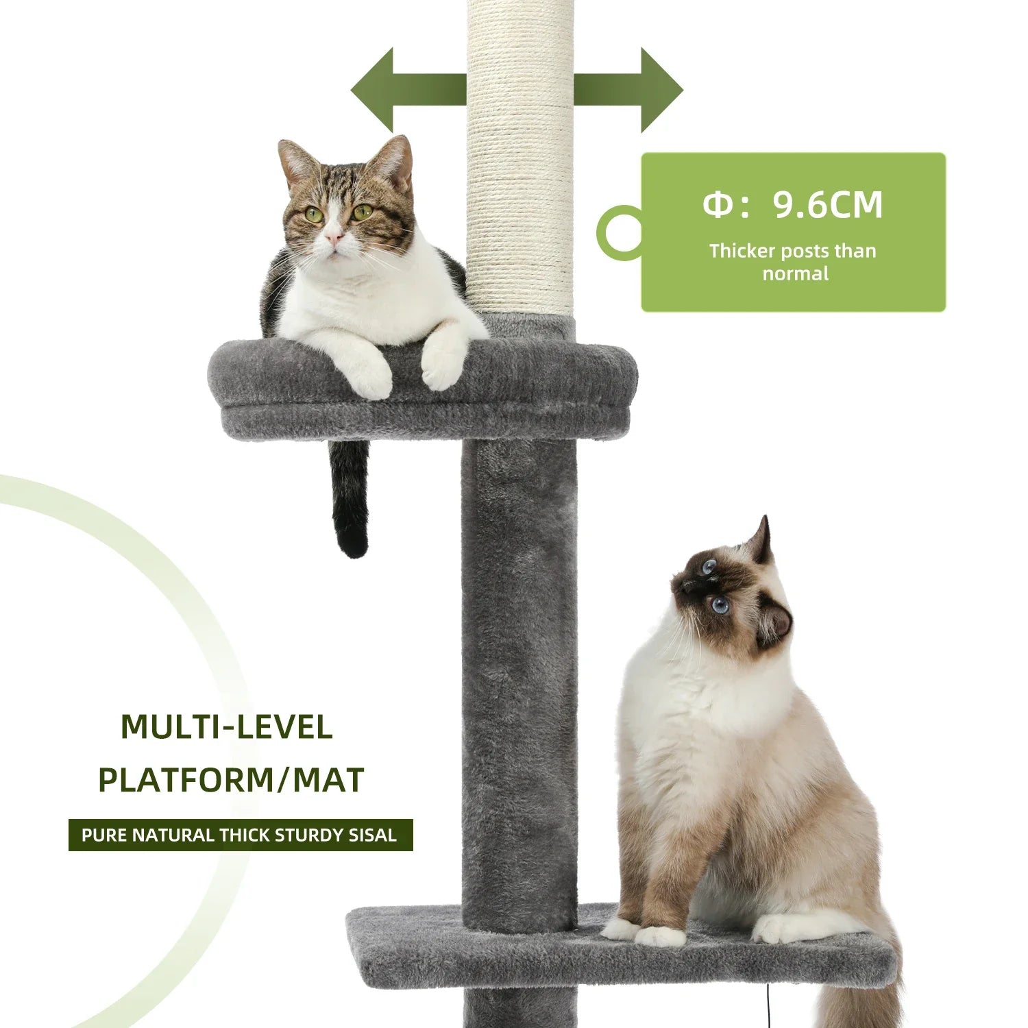 Floor-to-Ceiling Cat Tree - 228-274cm Tall Cat Climbing Tower-My Little Pet