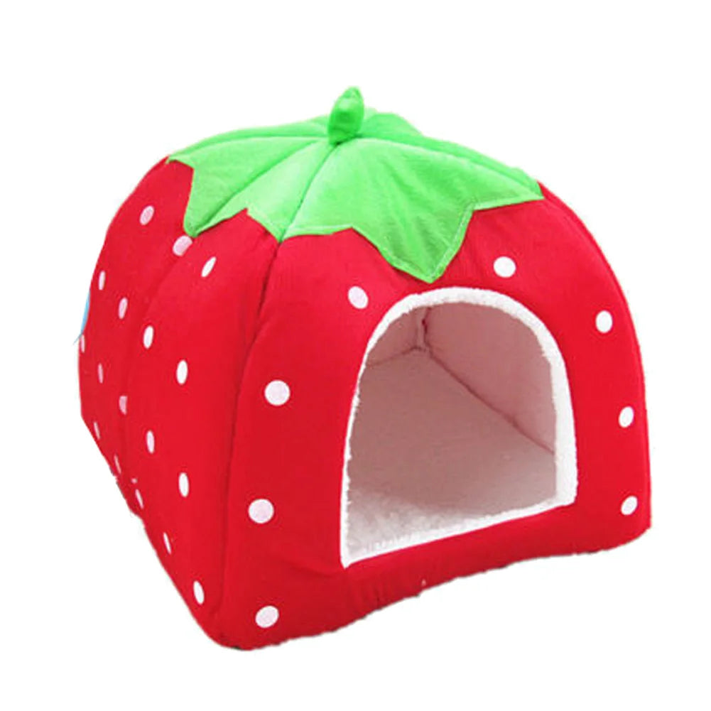 Strawberry-Shaped Cozy Pet Bed for Small Dogs and Cats-My Little Pet