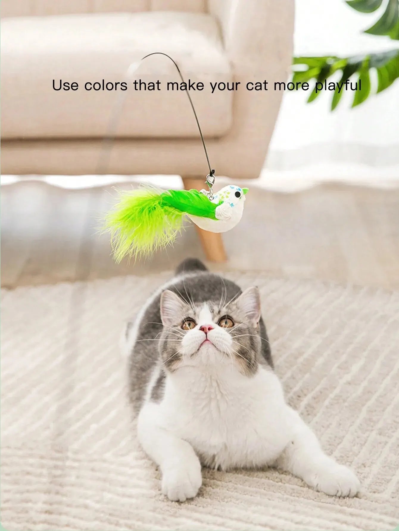 Interactive Cat Toy with Suction Cup, Feather, and Bell-My Little Pet