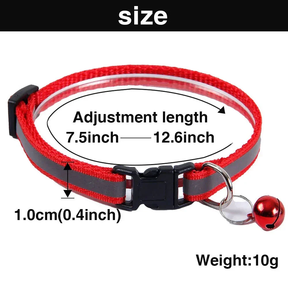 Adjustable Reflective Pet Collar with Bell for Dogs and Cats-My Little Pet