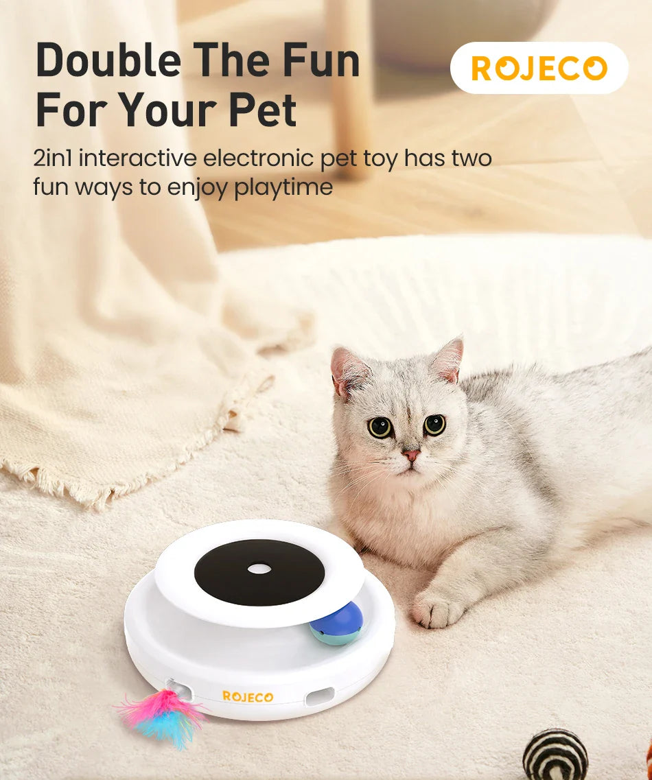 ROJECO 2-in-1 Interactive Cat Toy Set with Automatic Feather and Fun Ball-My Little Pet