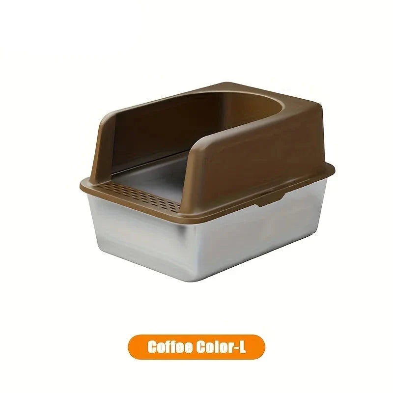 Extra Large Stainless Steel Cat Litter Box with Lid - Odor Resistant & Leak Proof-My Little Pet