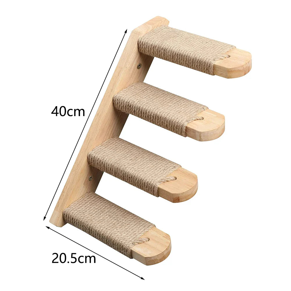 Wall-Mounted Cat Climbing Shelf with Sisal Scratching Post-My Little Pet