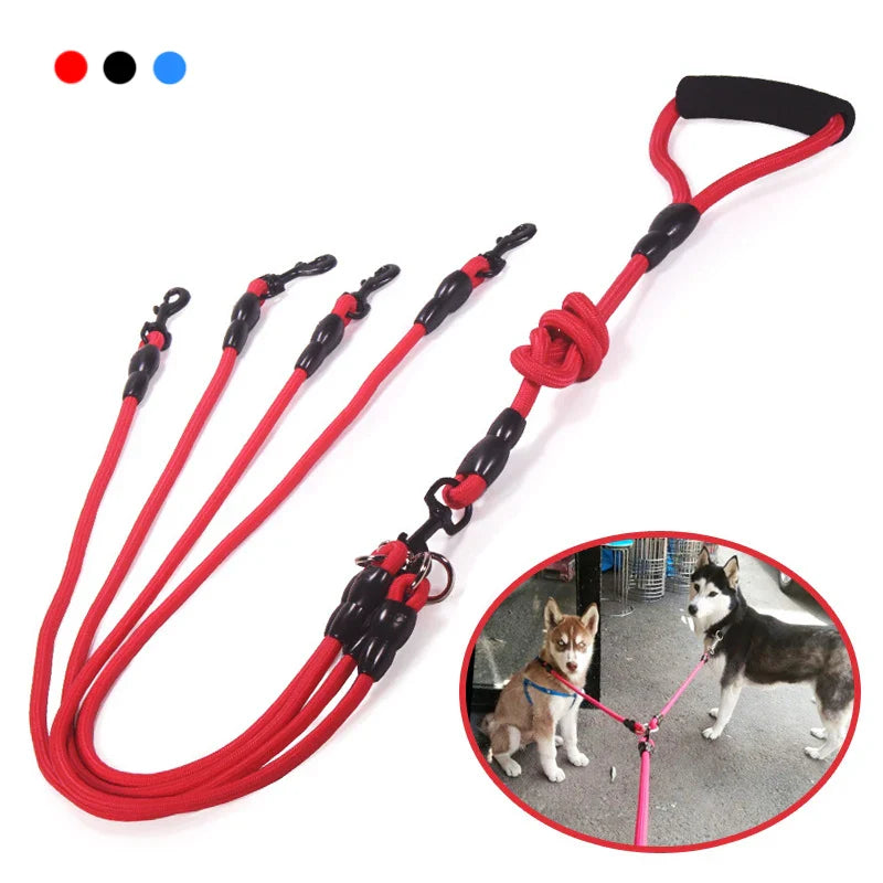 Dual-Head Nylon Dog Leash for Multiple Dogs-My Little Pet