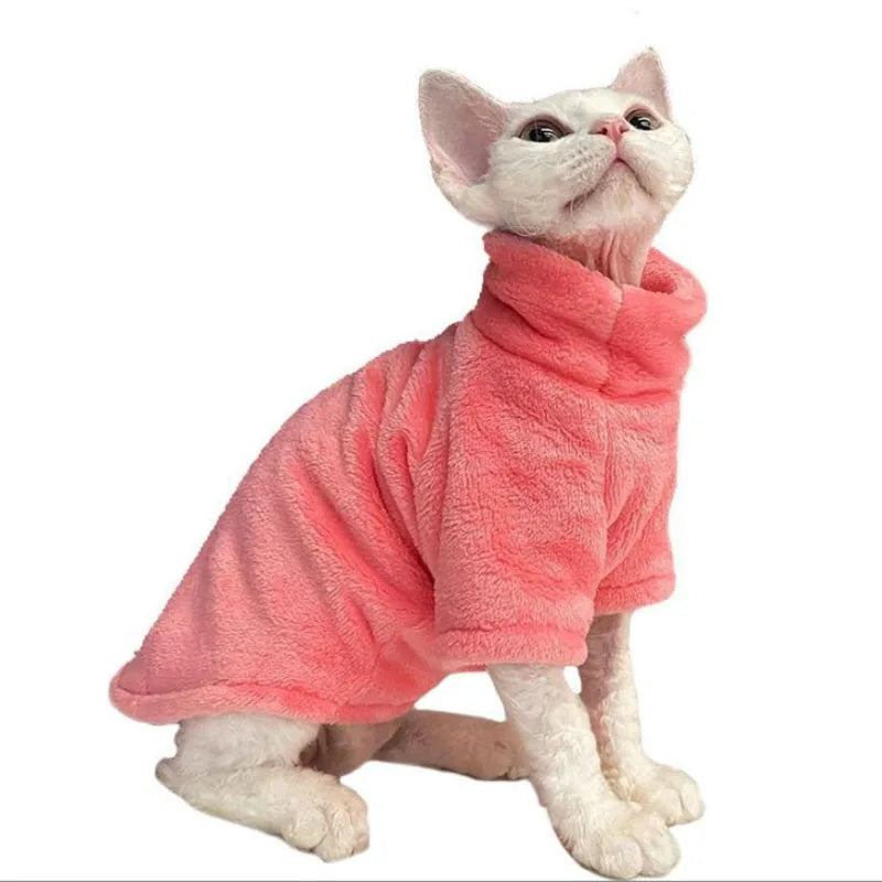 Sphynx Cat and Small Dog Winter Sweater - Turtleneck, Warm Fleece Pullover-My Little Pet