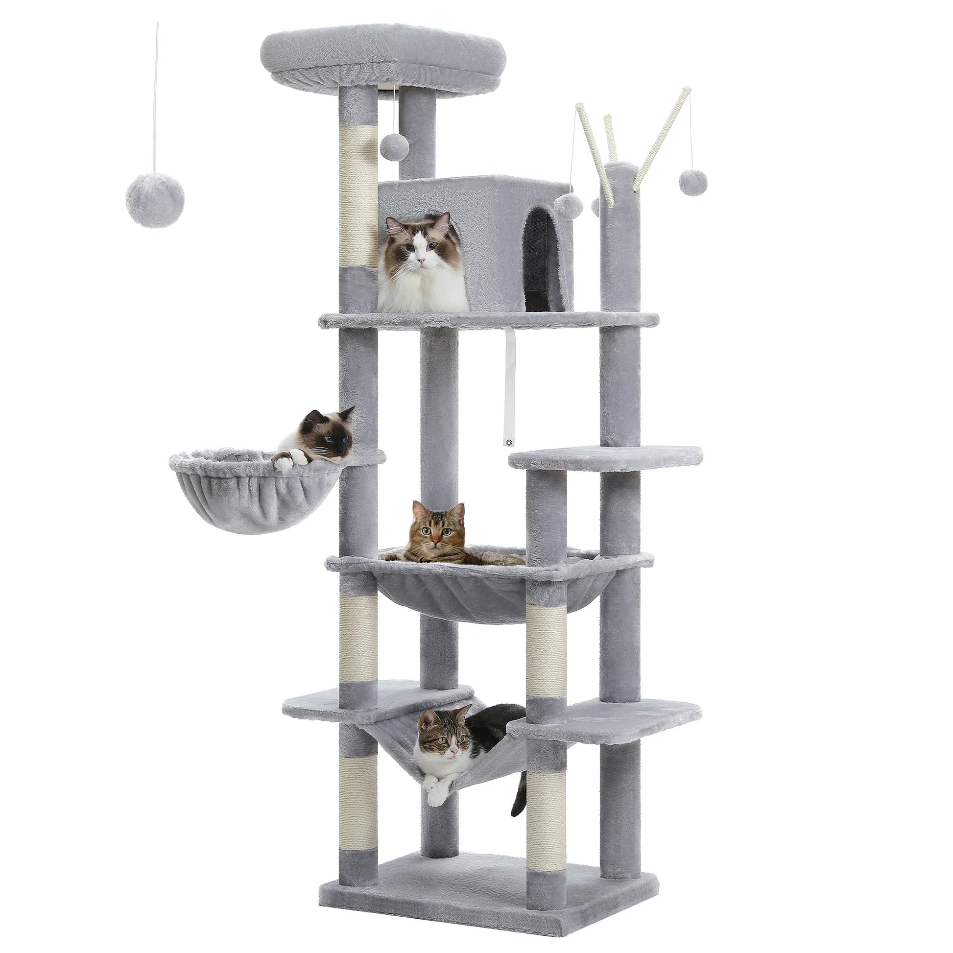 Multi-Level Cat Tree with Scratching Posts and Condos-My Little Pet