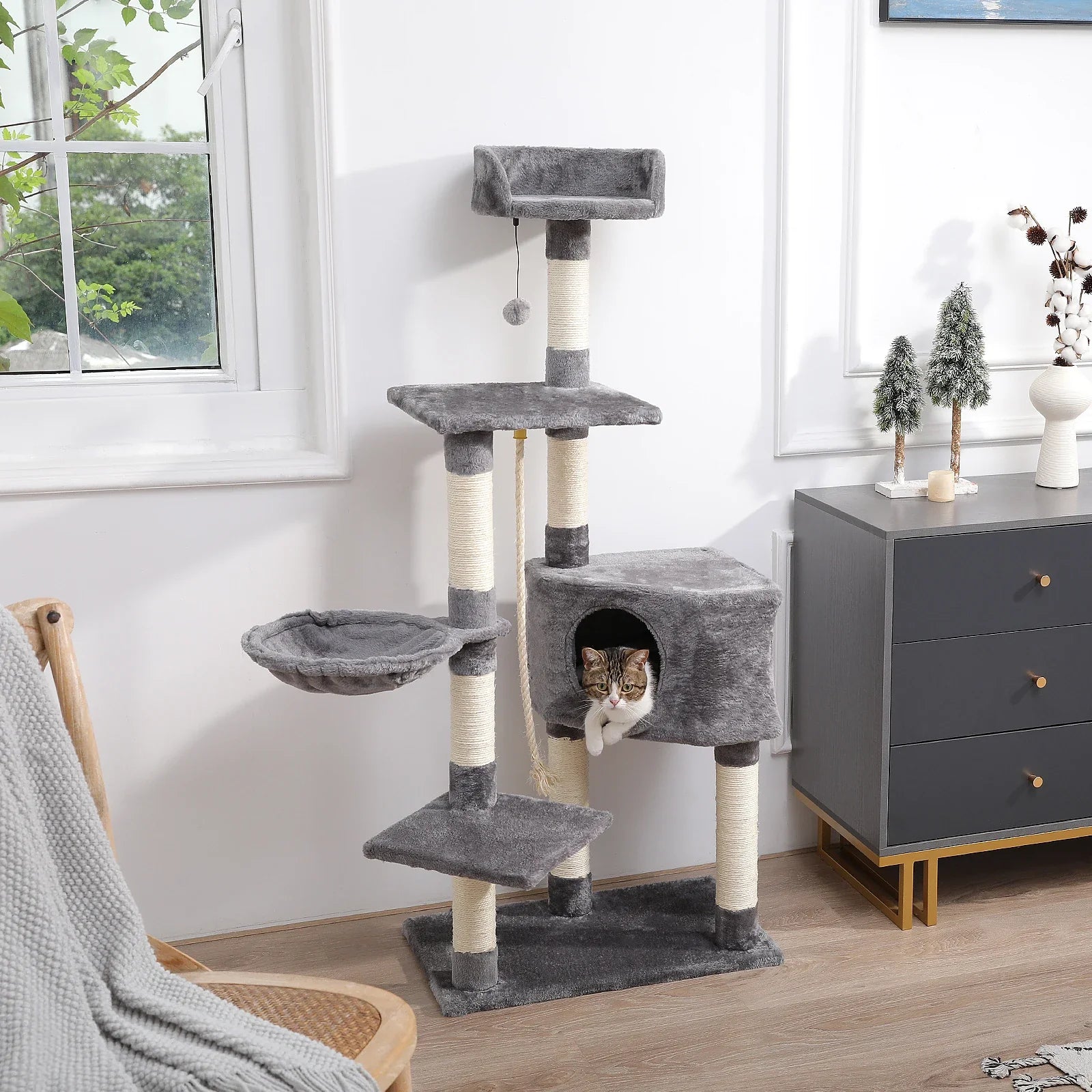 Multi-Level Cat Tree Tower with Scratching Post and Cozy Condo-My Little Pet