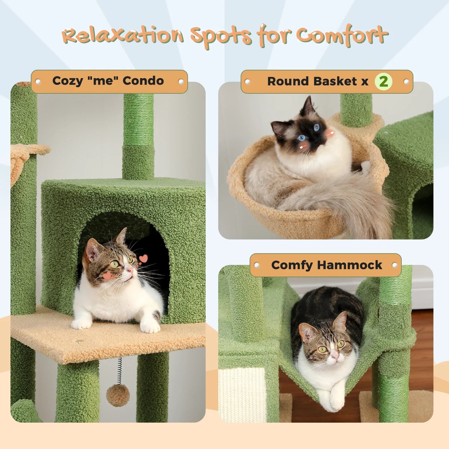 Multi-Level Cat Tree Tower with Scratching Post and Cozy Condo-My Little Pet