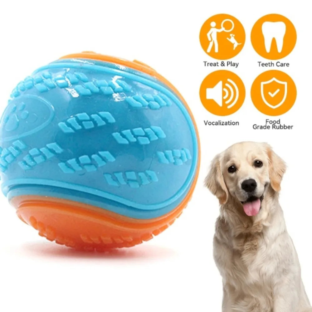 Squeaky Dog Chew Ball - Soft TPR Toy for Teeth Cleaning and Training-My Little Pet