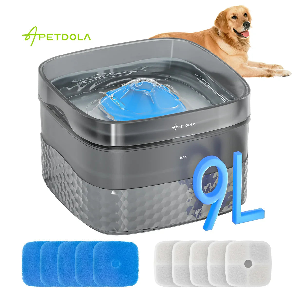 APETDOLA Large Capacity Pet Water Fountain - Ultra-Quiet Pump, Ideal for Multi-Pet Households-My Little Pet