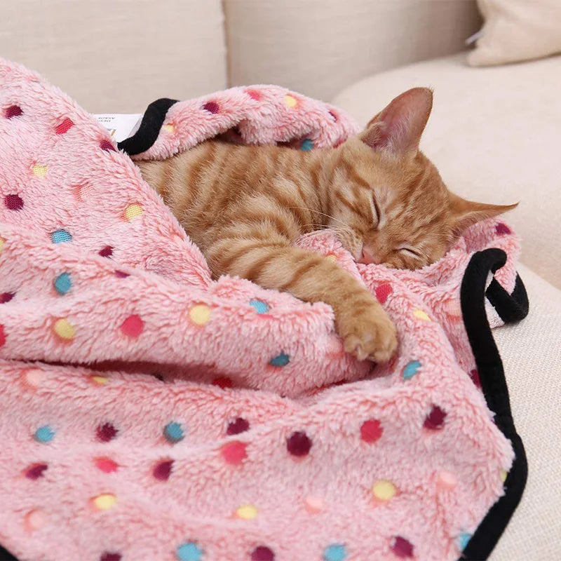 Cozy Dot Pattern Coral Fleece Pet Blanket for Cats and Dogs-My Little Pet