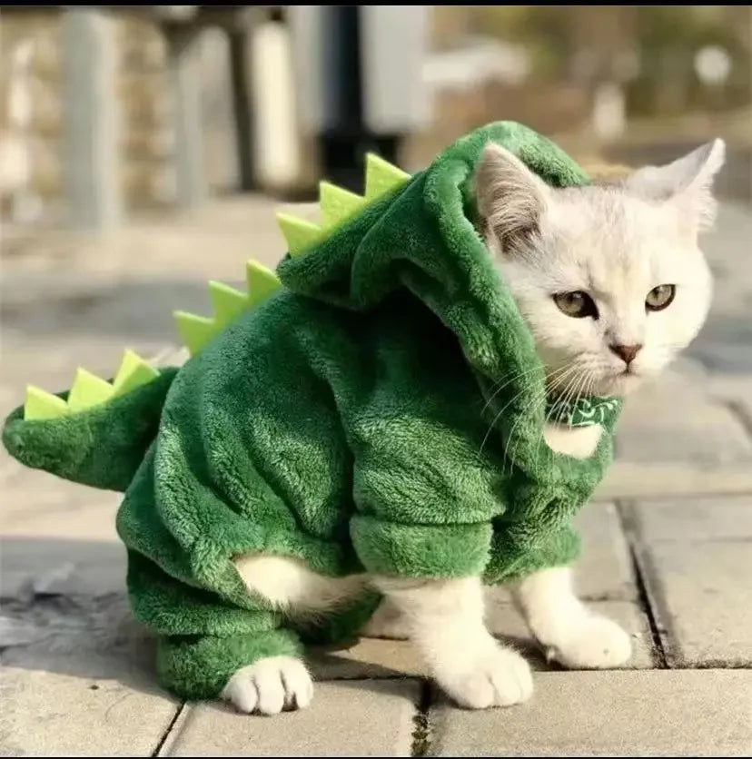 Dinosaur-Themed Fleece Costume for Cats and Small Dogs-My Little Pet