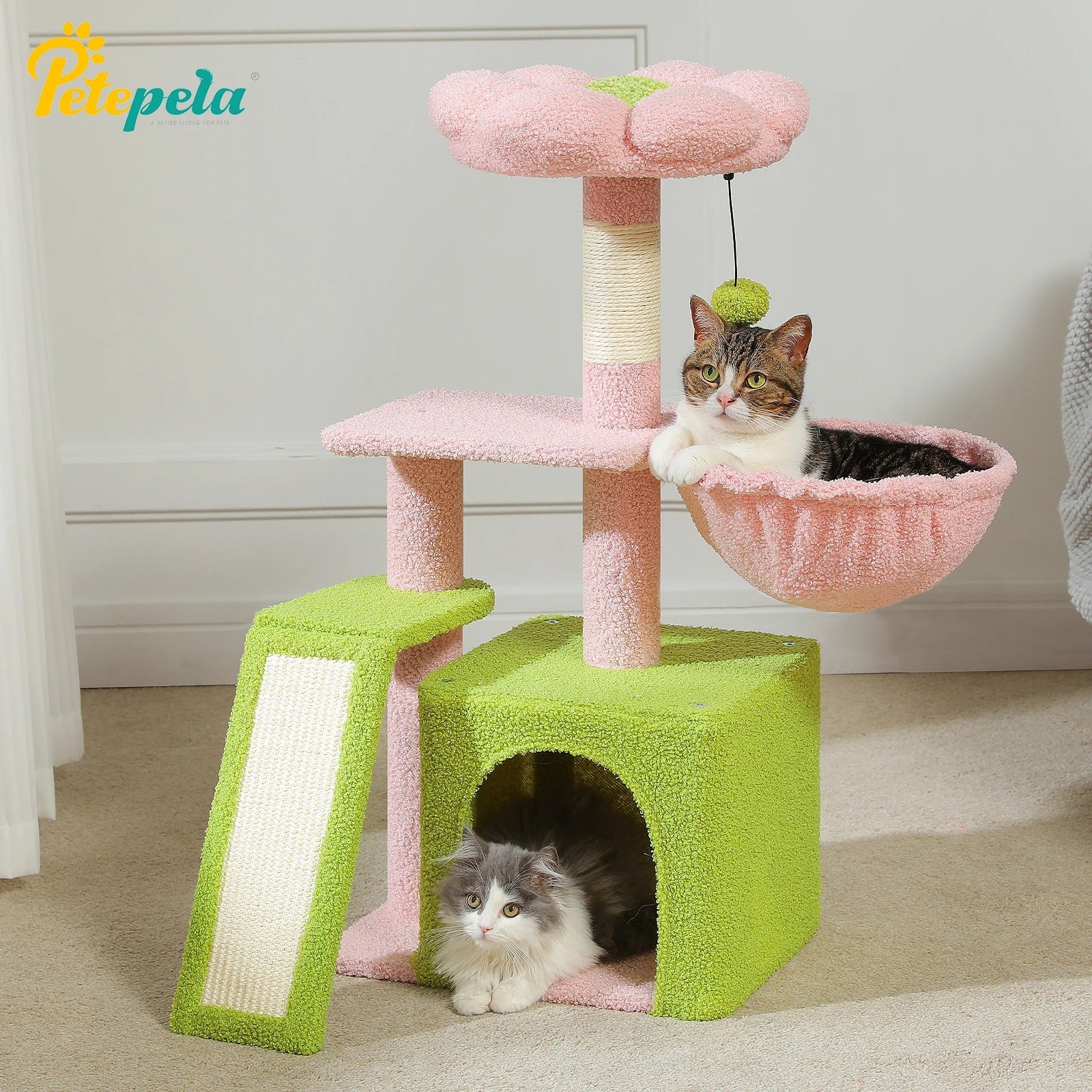 Luxury Indoor Cat Tree with Hammock, Double Condos, and Scratching Posts-My Little Pet