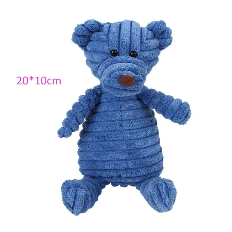 Plush Dog Toy Animals Shape Bite Resistant Squeaky Toys Corduroy Dog Toys for Small Large Dogs Puppy Pets Training Accessories-My Little Pet