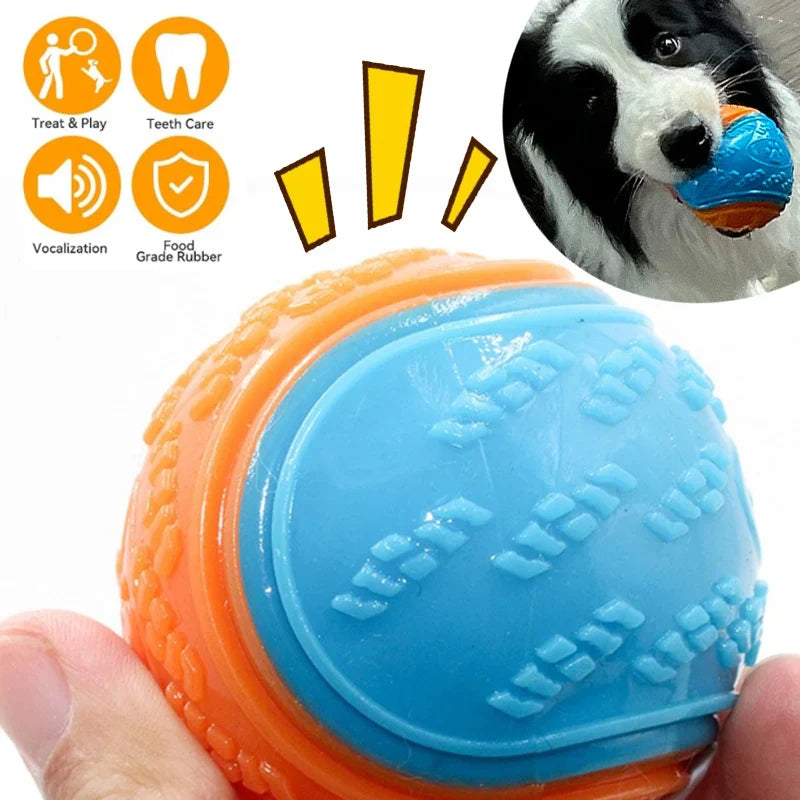 Squeaky Dog Chew Ball - Soft TPR Toy for Teeth Cleaning and Training-My Little Pet