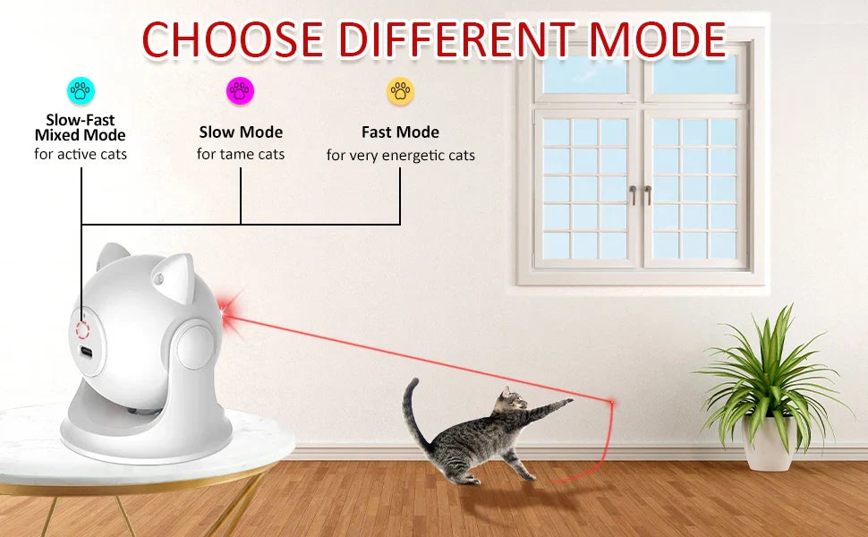 Rechargeable Automatic Cat Laser Toy with Adjustable Speeds and Angles-My Little Pet