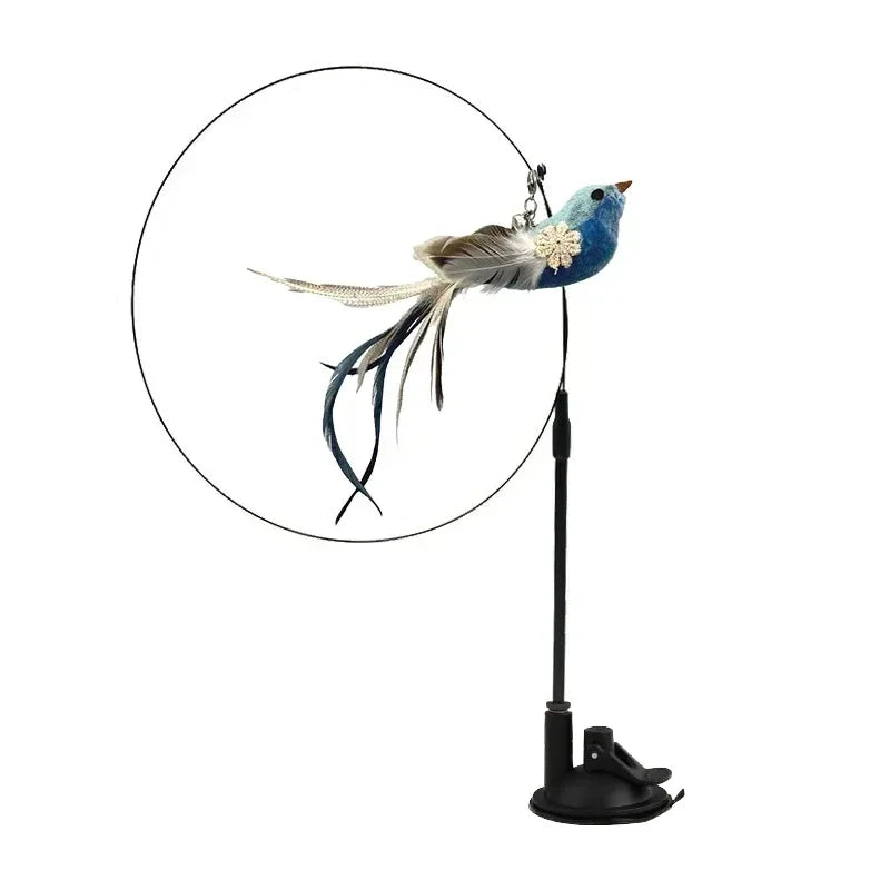 Interactive Peacock Feather Cat Toy with Bell and Suction Cup-My Little Pet