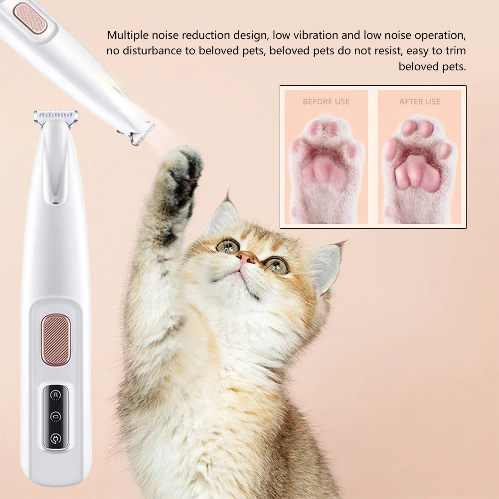 Portable Dog Paw Trimmer with Led Light Rechargeable Cordless Nail Grinder Shaver for Cats And Other Pets Nail Grooming Tools - My Little Pet