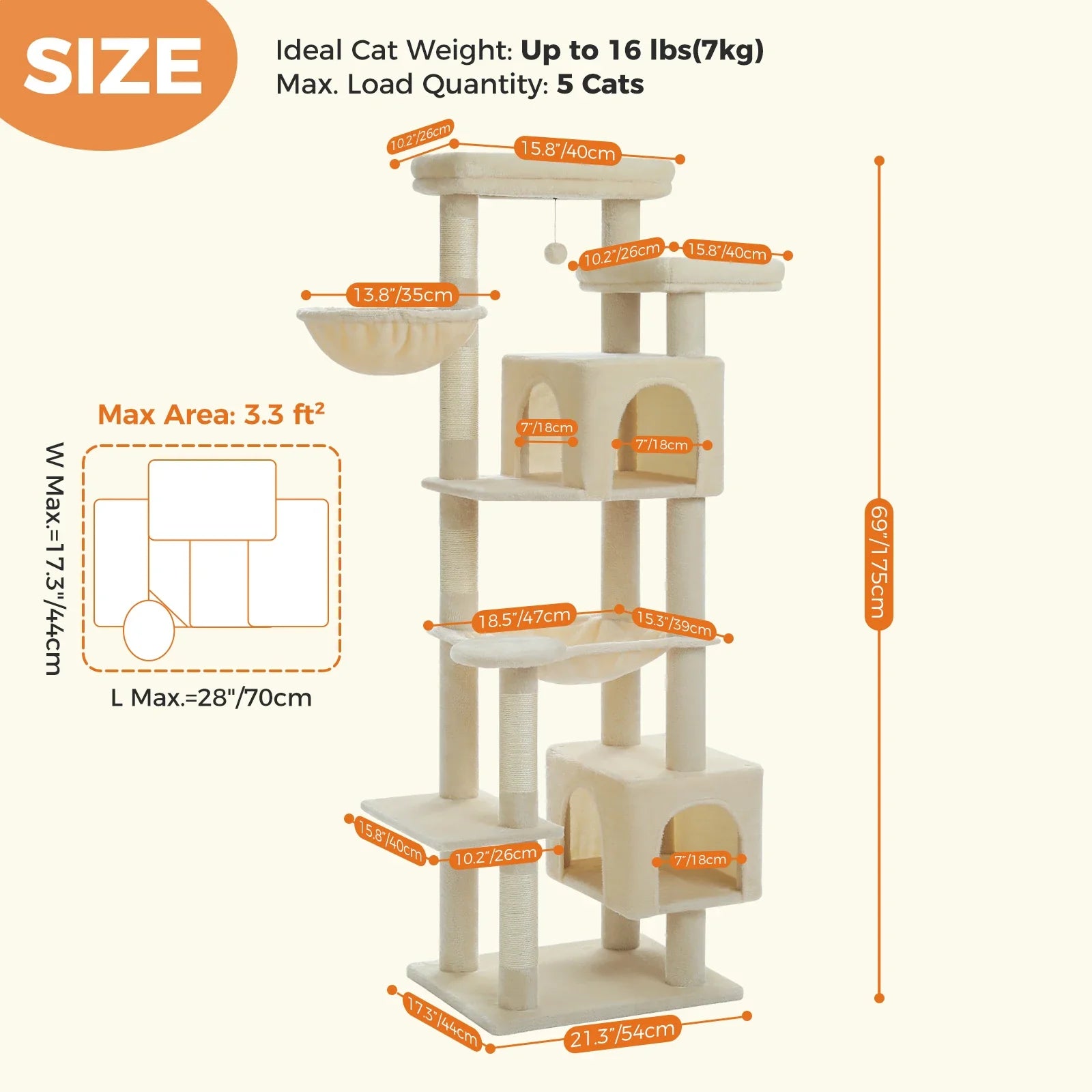 Multi-Level Cat Tree with Scratching Posts and Condos-My Little Pet