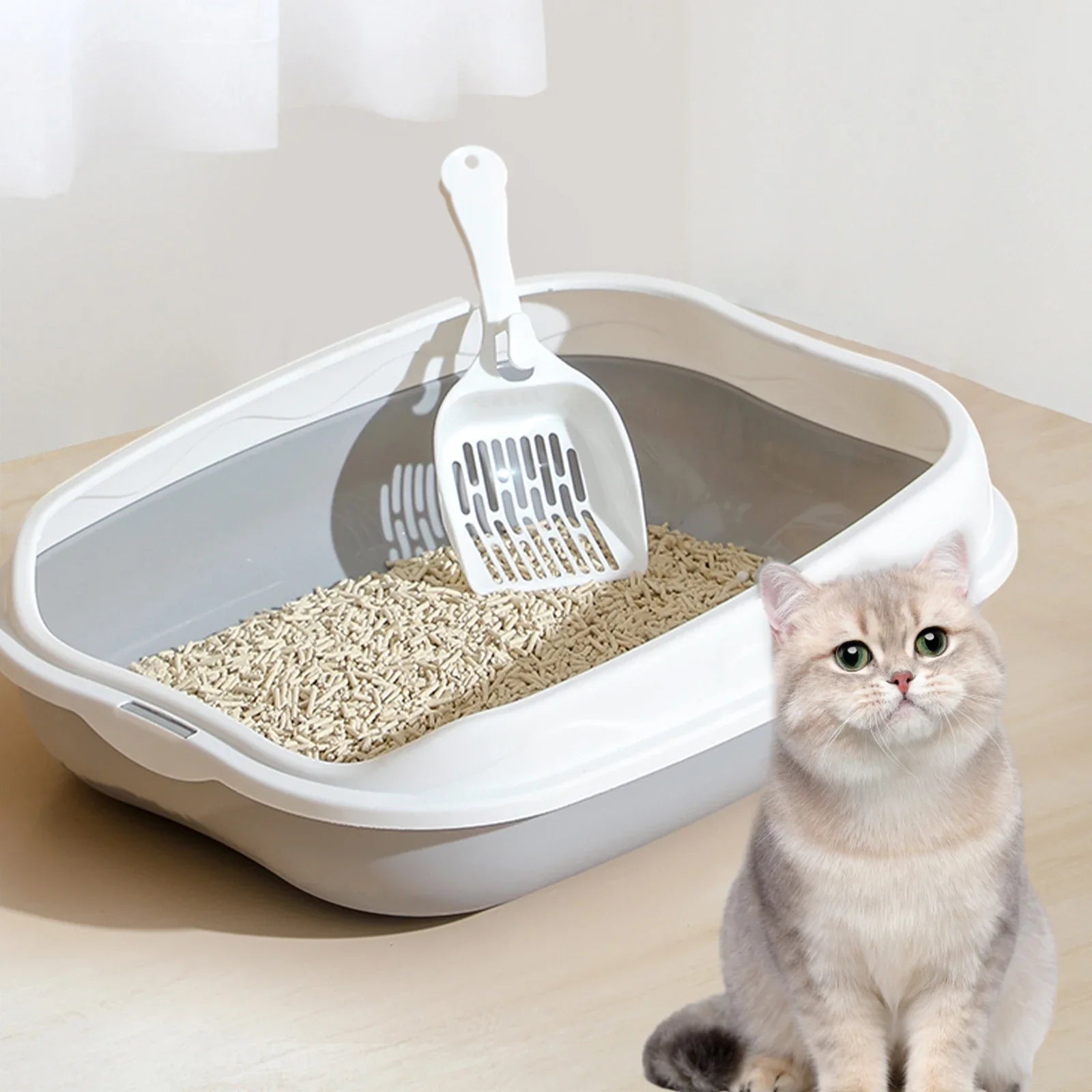 Portable Semi-Closed Cat Litter Box with Scoop-My Little Pet