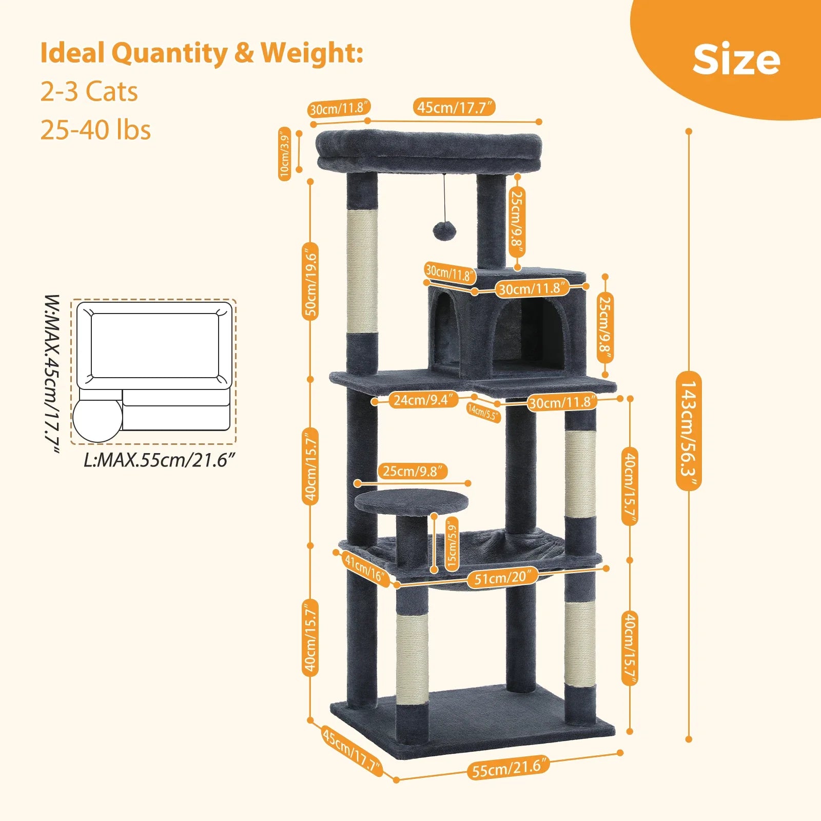 Multi-Level Cat Tree with Condo and Scratching Posts-My Little Pet