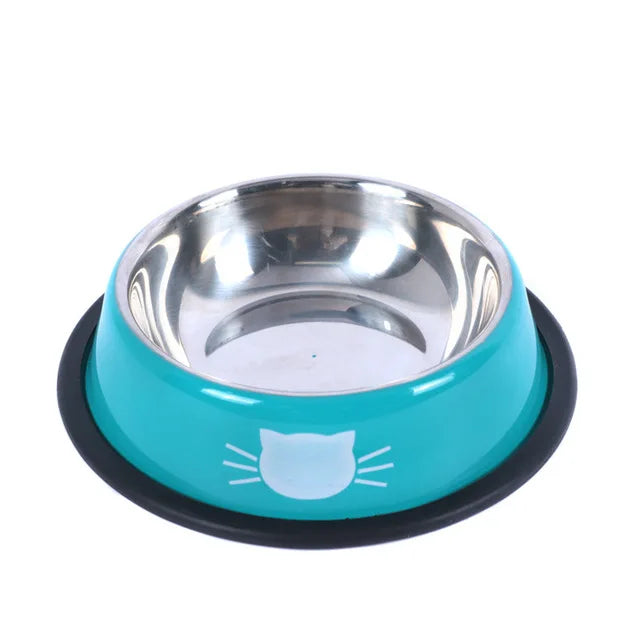 Stainless Steel Cat Food Bowl with Non-Slip Rubber Base-My Little Pet