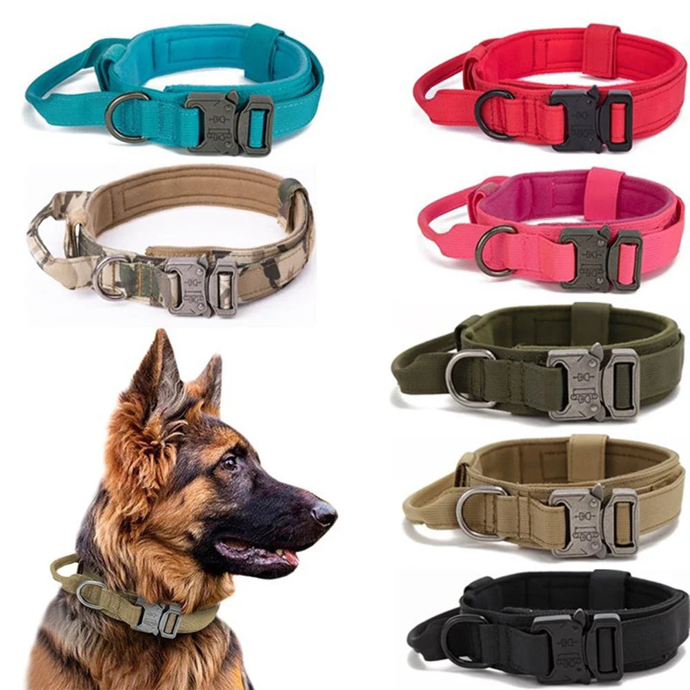 Reflective Nylon Dog Collar and Leash Set for Large Dogs - Tactical Training Gear-My Little Pet