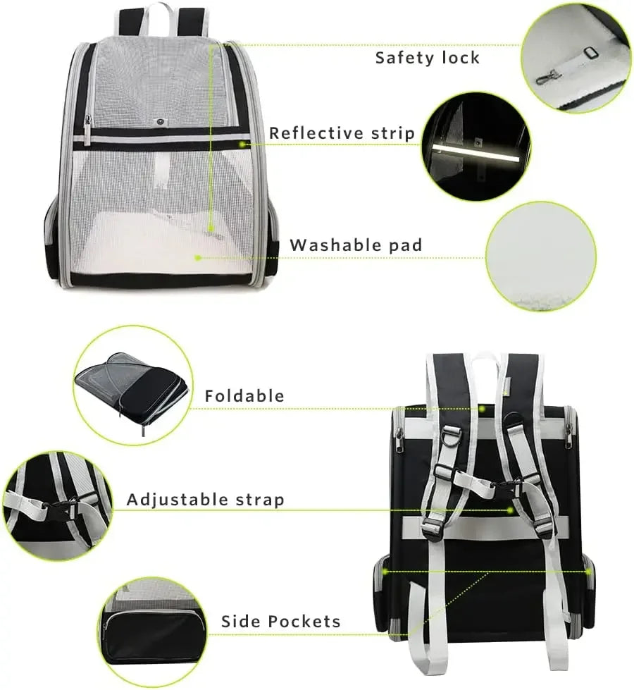 Pet Carrier Bag Breathable Foldable Portable Cat Backpack Outdoor Travel Transport Bag For Cats And Puppy Carrying Pet Supplies-My Little Pet