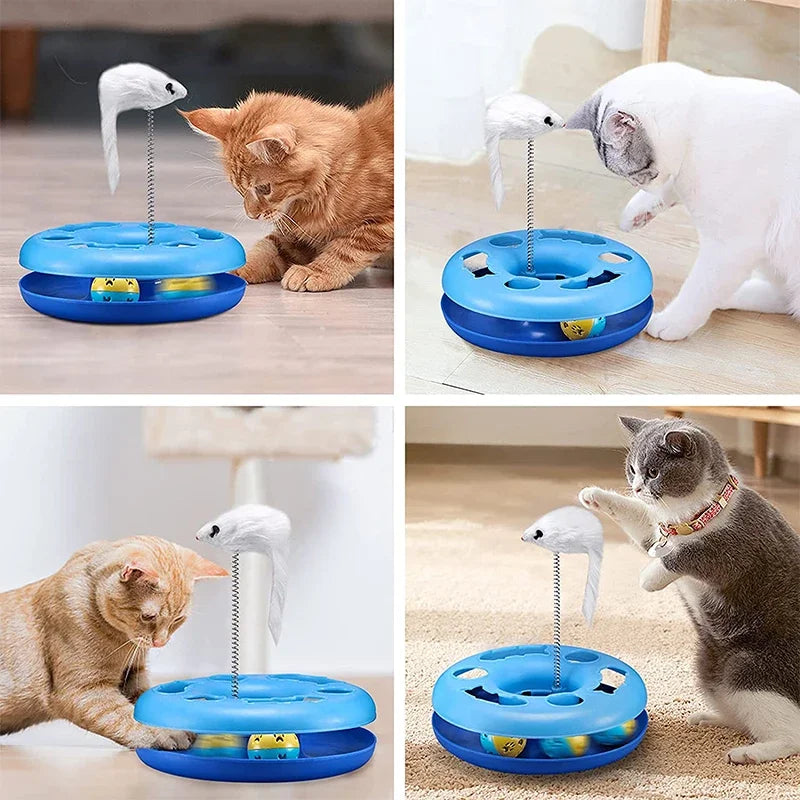 Interactive Cat Toy Set with Roller Tracks, Mouse Teaser, and Exercise Balls-My Little Pet