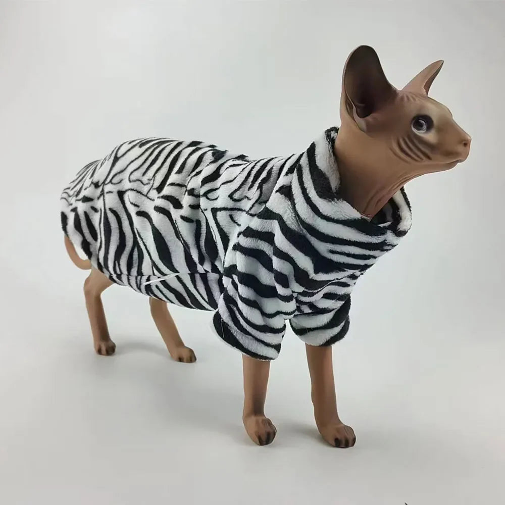 Leopard Print Winter Clothes for Sphynx Cats-My Little Pet