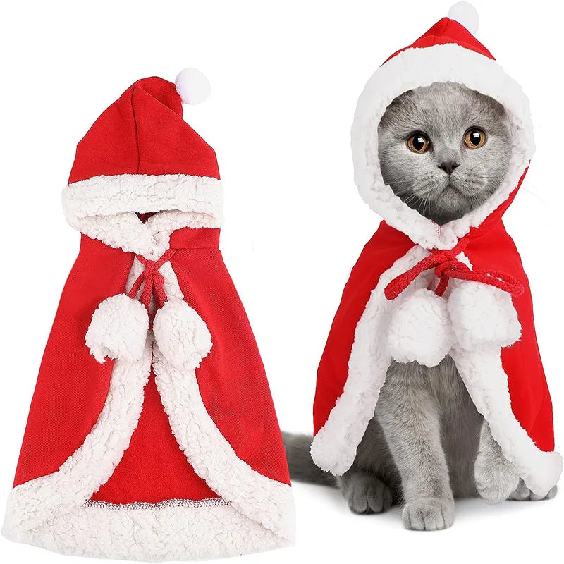 Santa Claus Pet Costume Christmas Cape-My Little Pet